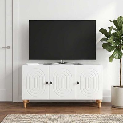 vidaXL TV skrinka 99 x 34,5 x 50 cm Biela s vysokým leskom