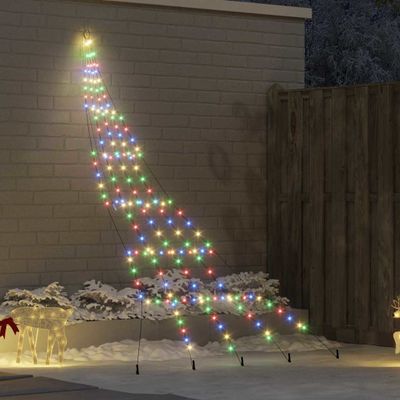 vidaXL LED Vianočný stromček so zemnými kolíkmi Viacfarebný 306 cm Kov