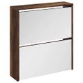 vidaXL Botník so zrkadlom 2-poschodový dymový dub 63x17x67 cm