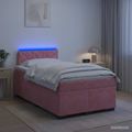 vidaXL Posteľ s boxspringom a matracom a LED Ružová 120 x 190 cm Zamat