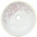 vidaXL Umývadlo na dosku bielo-žlté okrúhle Φ41x14 cm keramické