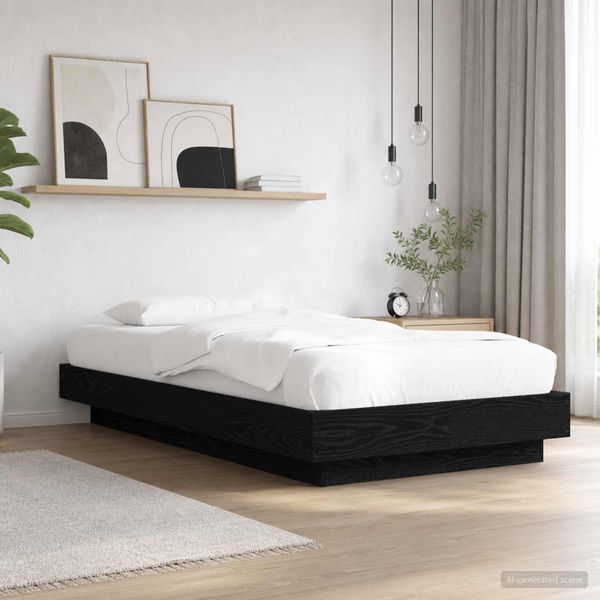 vidaXL Posteľový rám s LED Čierny dub 80 x 200 cm Kompozitné drevo