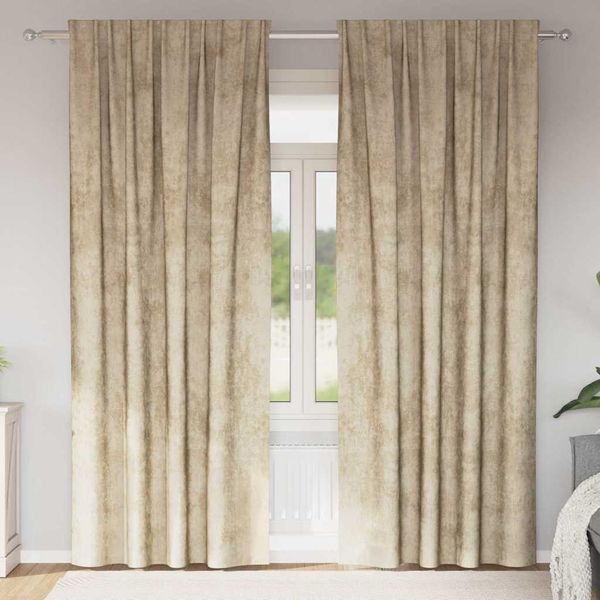 vidaXL Sametové závesy so záclonami 2 pcs Krémová 245 x 140 cm Zamat