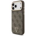 Púzdro Guess Magsafe 4G PU Leather Case s trojuholníkovým logom a zlatým kovovým rámom fotoaparátu pre iPhone 17 Pro Max čierna