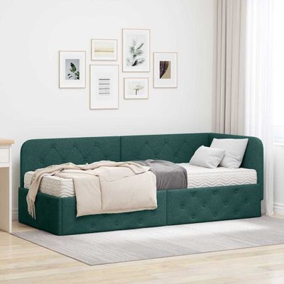 vidaXL Rohový rám postele Tmavozelená 80 x 200 cm látka