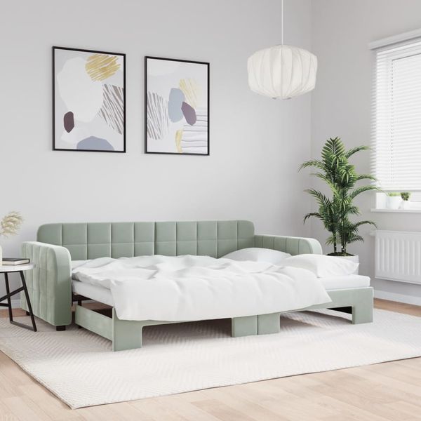 vidaXL Denná posteľ s rozkladacou posteľou bledosivá 80x200 cm zamat