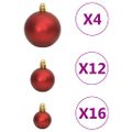 vidaXL 111-dielna sada vianočných ozdôb červená polystyrén