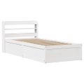 vidaXL Posteľný rám s čelom biely 75x190 cm borovicový masív