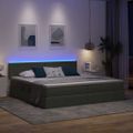 vidaXL LED úložná posteľ s matracom Tmavosivá 200 x 200 cm Látka