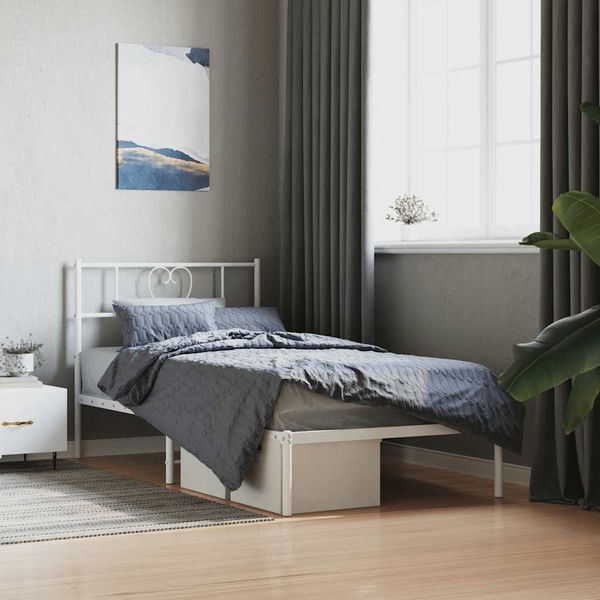 vidaXL Kovový rám postele s čelom biely 107x203 cm