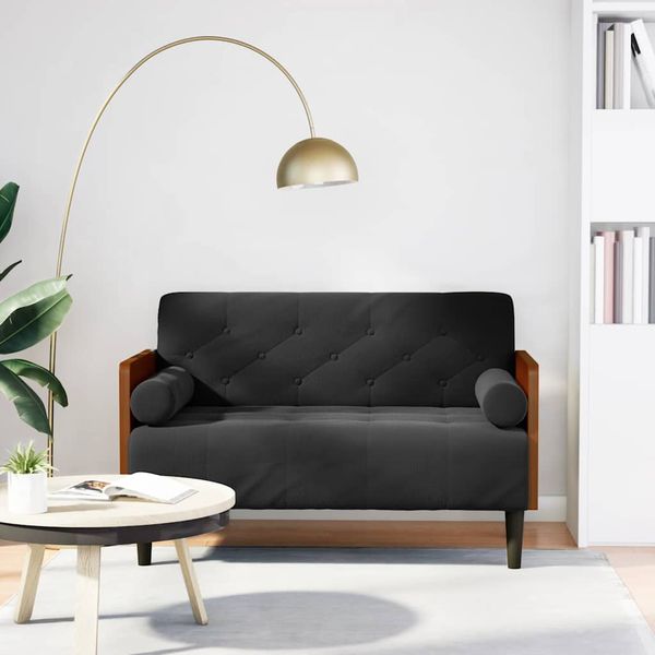 vidaXL Dvojpohovka s vankúšmi, čierna 110 cm, zamat