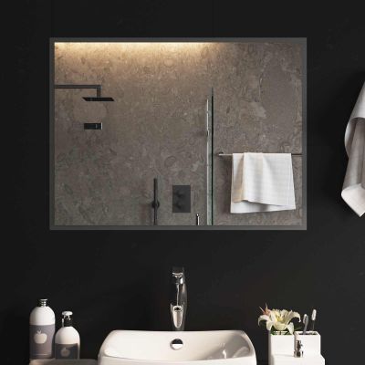vidaXL Zrkadlo do kúpeľne s LED Priehľadná 80 x 60 cm tvrdené sklo