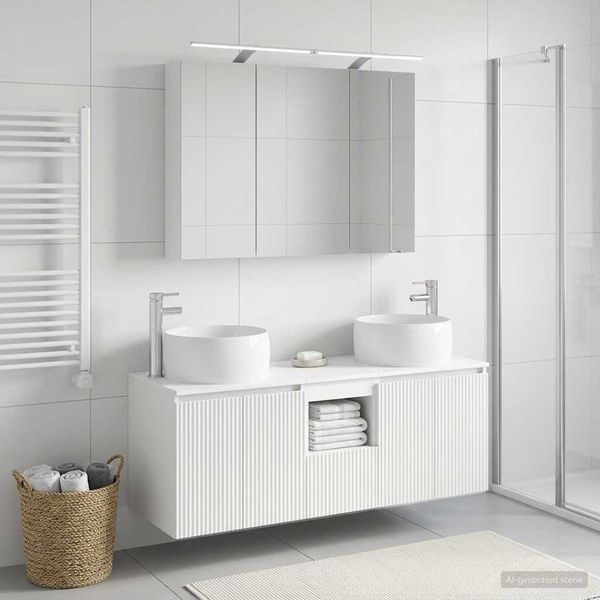 vidaXL Set kabinetov do kúpeľne 4 pcs Biela Kompozitné drevo