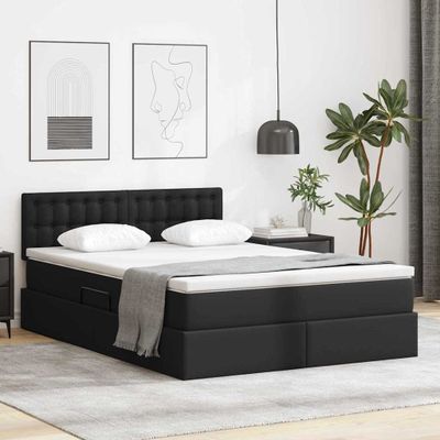 vidaXL Postel s úložným prostorem a matrací Čierna 140 x 190 cm