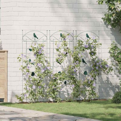 vidaXL Záhradný plot 3 pcs Zelená 110 x 40 cm Oceľ