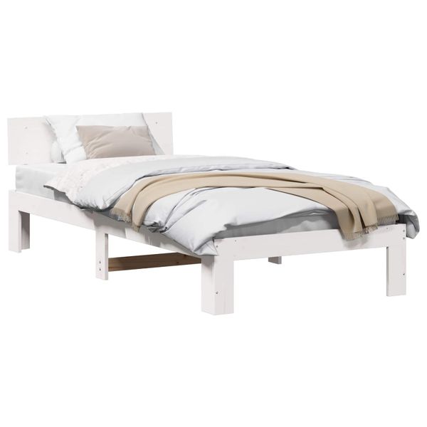 vidaXL Rám postele Biela 90 x 200 cm Masívne borovicové drevo