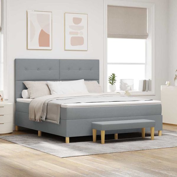 vidaXL Posteľ s pružinovým rámom Svetlosivá 200 x 180 cm látka