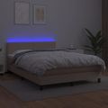 vidaXL Boxspring posteľ matrac a LED kapučínová 140x190 cm umelá koža