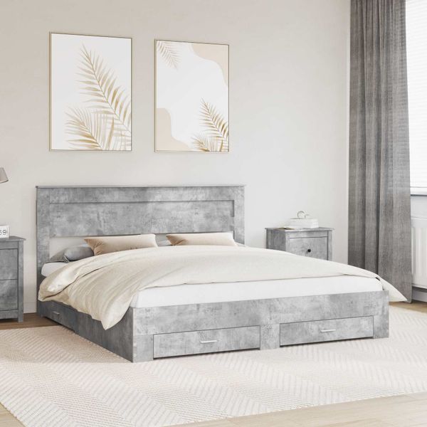 vidaXL Rám postele Betónová šedá 200 x 200 cm Kompozitné drevo