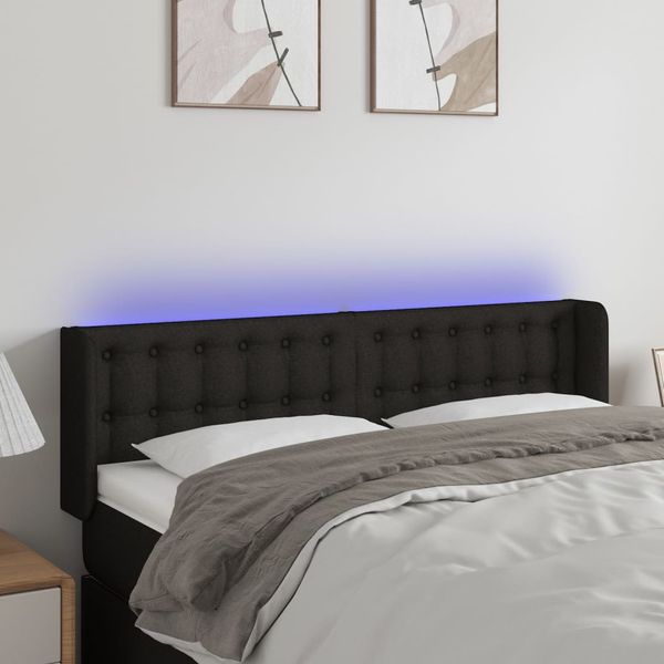 vidaXL Čelo postele s LED čierne 147x16x78/88 cm látka