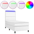 vidaXL Boxspring posteľ s matracom a LED biela 80x200 cm umelá koža