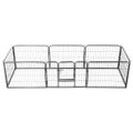 vidaXL Oceľová ohrádka pre psov s 8 panelmi 60x80 cm čierna