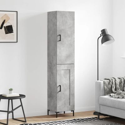 vidaXL Vysoká skrinka betónová sivá 34,5x34x180 cm spracované drevo