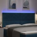 vidaXL LED hlavová doska Tmavomodrá 200 cm Zamat