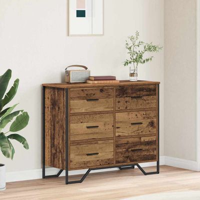 vidaXL Příborník so zásuvkou 2 pcs Staré drevo 91 x 35,5 x 74,5 cm
