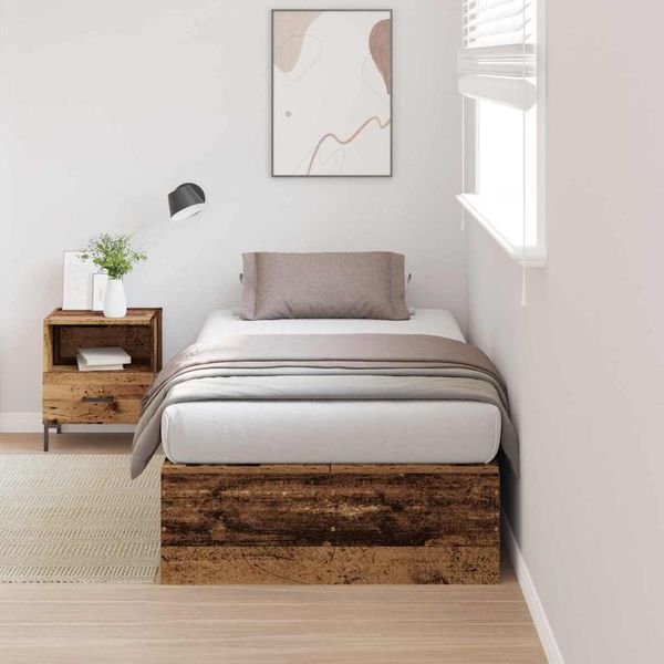 vidaXL Rám postele s úložným prostorem Staré drevo 90 x 200 cm