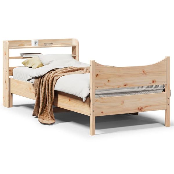 vidaXL Posteľný rám s čelom biely 75x190 cm borovicový masív