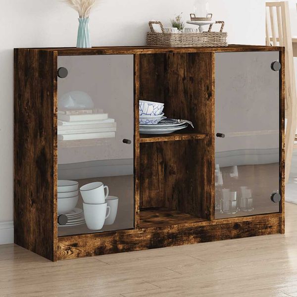 vidaXL Komoda dymový dub 102x37x75,5 cm kompozitné drevo