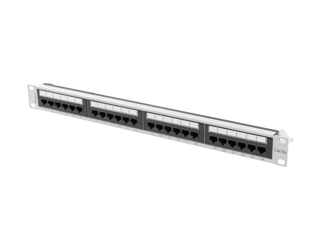 Patch panel 24 portov 1U 19'' CAT.6A utp šedý lanberg