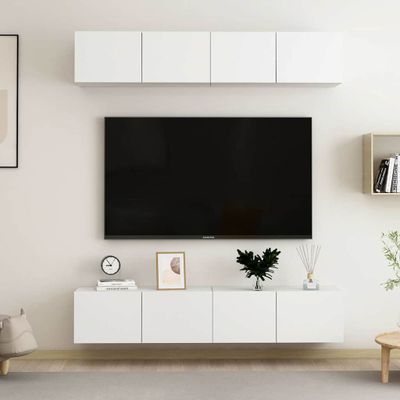 vidaXL TV skrinky 4 ks, biele 80x30x30 cm, kompozitné drevo