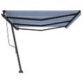 vidaXL Samostatne stojaca automatická markíza 600x350 cm modro-biela