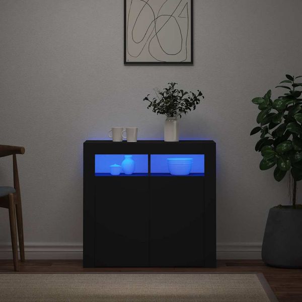 vidaXL Komoda s LED svetlami čierna 80x35x75 cm