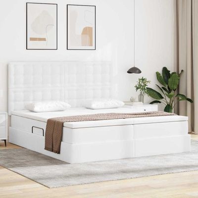vidaXL Postel s úložným prostorem a matrací Čistá biela 180 x 200 cm