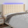vidaXL Čelo postele s LED krémové 183x16x118/128 cm látka