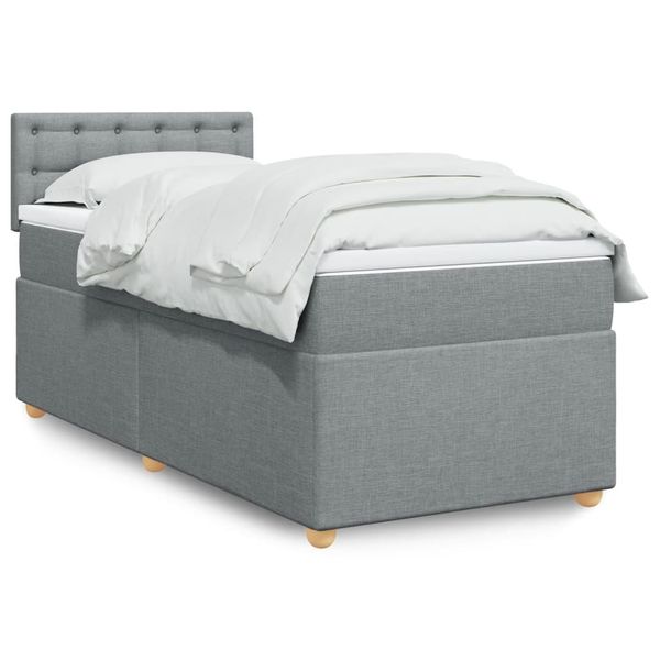 vidaXL Posteľný rám boxsping s matracom bledosivý 90x190 cm látka