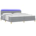 vidaXL LED box s pružinami s LED pásikmi Svetlosivá 200 x 200 cm látka