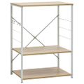 vidaXL Skrinka na mikrovlnku biela+dub 60x39,6x79,5cm kompozitné drevo