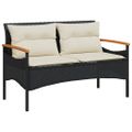 vidaXL Záhradná lavička s podložkami 116x62,5x74 cm čierna polyratan