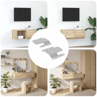 vidaXL Na montáž plochého držiaka 2 pcs Strieborná 75 x 66 x 1,4 mm