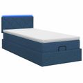 vidaXL Ottoman posteľ s matracom a LED Modrá 80 x 200 cm Látka