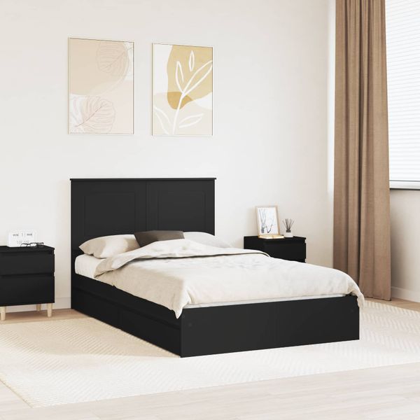 vidaXL Úložná posteľ so zásuvkou Čierna 120 x 190 cm Kompozitné drevo