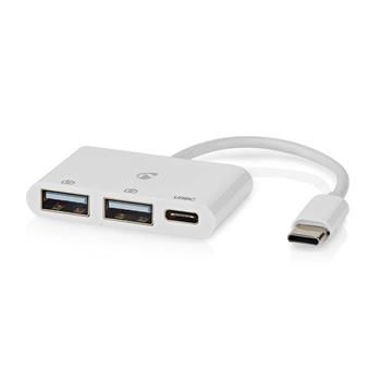 Nedis CCGB64785WT01 - USB hub| 1x USB-C™ | 1x USB-C™ / 2x USB 2.0 A Female | 3 Porty port(s) | Napájanie z USB USB Hub, externý, 2× USB 2.0, 1× USB-C, rozhranie USB-C, biely