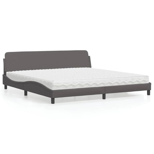 vidaXL Posteľ s matracom Dover sivá 200x200 cm umelá koža