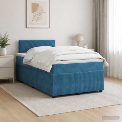 vidaXL Posteľ boxspring s matracom Modrá 120 x 200 cm Zamat