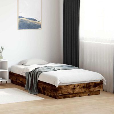 vidaXL Posteľný rám bez matraca dymový dub 90x190 cm kompozitné drevo