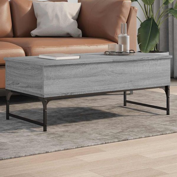 vidaXL Konferenčný stolík sivá sonoma 100x50x40cm kompozitné drevo+kov